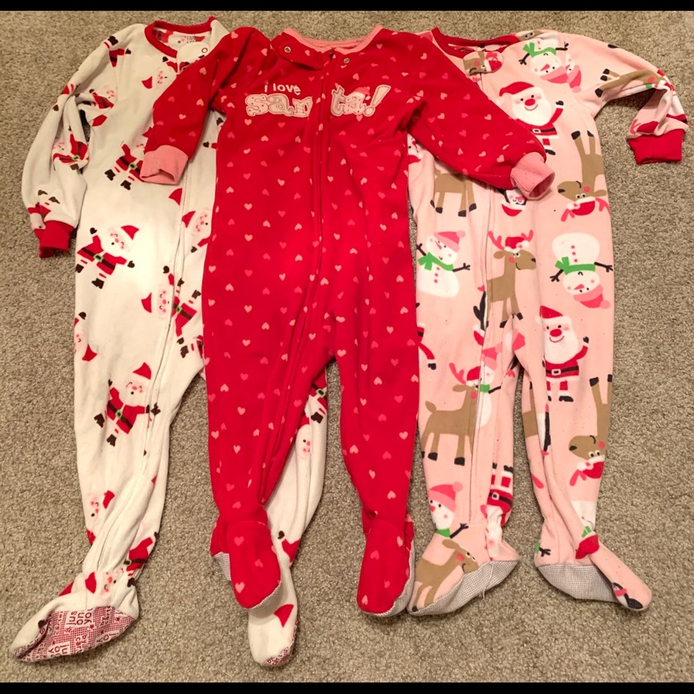 Christmas Bedtime Bundle. 3 onesies 18m-2T